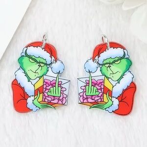 Sassy Grinch Santa Earrings